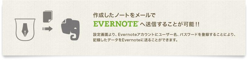作成したノートをメールでEVERNOTEへ送信することが可能！！